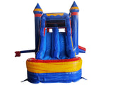28' Red Blue Lightning Bounce House Wet or Dry Water Slide Combo