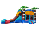 28' Tropical Inferno Bounce House Wet or Dry Water Slide Combo