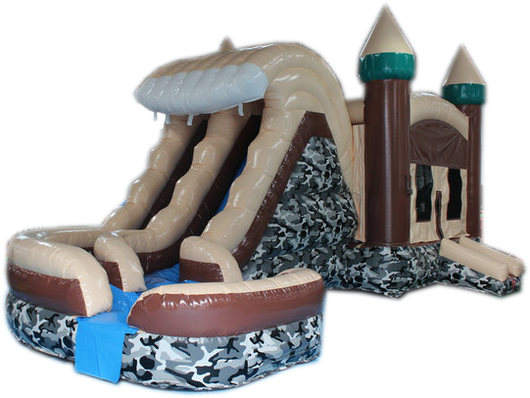 29' Camo Hideout Helix Bounce House Wet or Dry Water Slide Combo