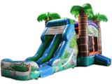28' Crazy Tropical Bounce House Wet or Dry Water Slide Combo