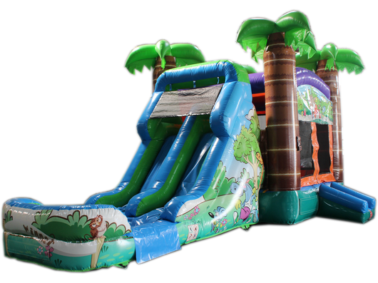 28' Crazy Tropical Bounce House Wet or Dry Water Slide Combo