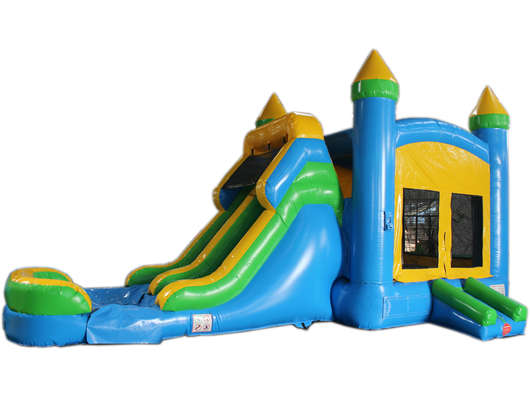 28' Blue & Yellow Bounce House Wet or Dry Water Slide Combo