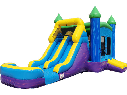 28' Purple, Blue & Green Marble Bounce House Wet or Dry Water Slide Combo
