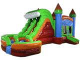 29' Red, Green & Blue Marble Helix Bounce House Wet or Dry Water Slide Combo
