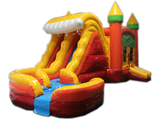 29' Orange, Yellow & Red Marble Helix Bounce House Wet or Dry Water Slide Combo