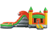 29' Orange & Green Helix Bounce House Wet or Dry Water Slide Combo