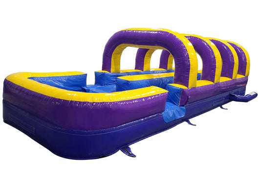 30' Purple Yellow Blue Double Lane Slip and Slide