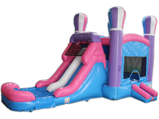 28' Pink Balloon Bounce House Wet or Dry Water Slide Combo