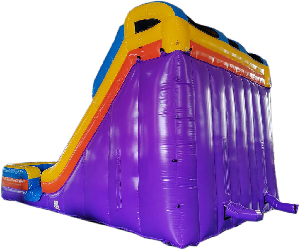 17'H Blue and Purple Double Lane Water Slide – Gorilla Bounce