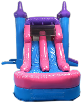 28' Pink & Blue Bounce House Wet or Dry Water Slide Combo