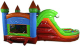 29' Red, Green & Blue Marble Helix Bounce House Wet or Dry Water Slide Combo