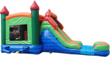 28' Blue, Green & Red Marble Bounce House Wet or Dry Water Slide Combo
