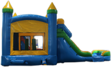 28' Blue & Yellow Bounce House Wet or Dry Water Slide Combo