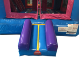 28' Pink & Blue Bounce House Wet or Dry Water Slide Combo