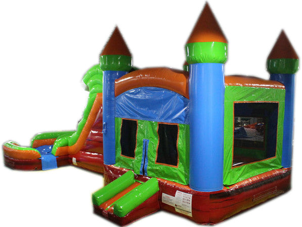 29' Red, Green & Blue Marble Helix Bounce House Wet or Dry Water