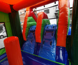 28' Blue, Green & Red Marble Bounce House Wet or Dry Water Slide Combo