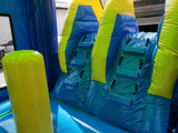 28' Purple, Blue & Green Marble Bounce House Wet or Dry Water Slide Combo