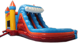 29' Red, Blue & Yellow Marble Helix Bounce House Wet or Dry Water Slide Combo