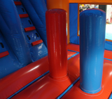 29' Red, Blue & Yellow Marble Helix Bounce House Wet or Dry Water Slide Combo