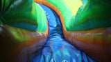 29' Red, Green & Blue Marble Helix Bounce House Wet or Dry Water Slide Combo