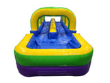 30' Yellow Green purple Double Lane Slip and Slide