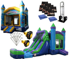 Bounce House Startup Package Square, Blue N Purple Water Slide Combo #19 Commercial Grade