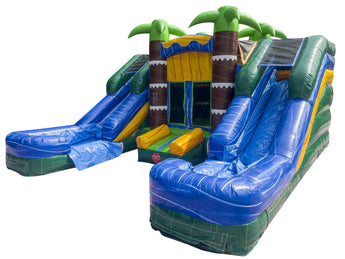 16' Twin Tropical Wet or Dry Water Slide Combo