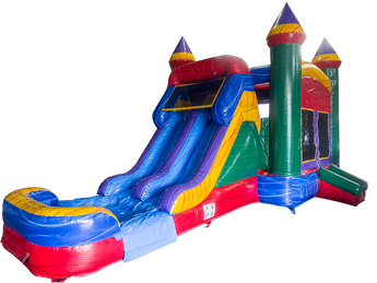 28' Colorful Bounce House Wet or Dry Water Slide Combo