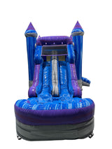 28' Blue & Gray Marble Bounce House Wet or Dry Water Slide Combo