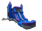 28' Blue & Gray Marble Bounce House Wet or Dry Water Slide Combo