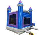 28' Blue & Gray Marble Bounce House Wet or Dry Water Slide Combo