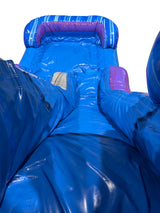 28' Blue & Gray Marble Bounce House Wet or Dry Water Slide Combo
