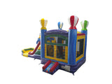 28' Colorful Marble Rainbow Balloon Bounce House Wet or Dry Water Slide Combo