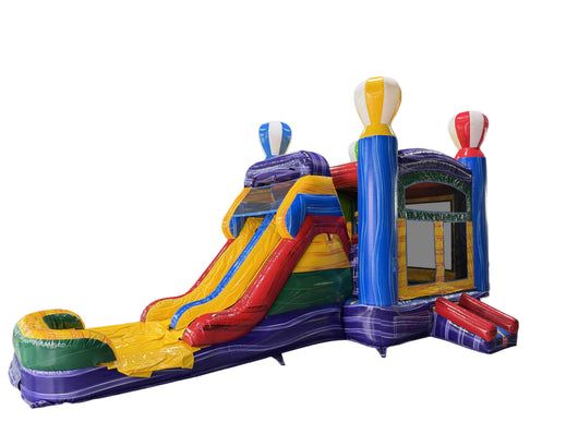 28' Colorful Marble Rainbow Balloon Bounce House Wet or Dry Water Slide Combo