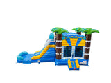 28' Palm Splash Adventure Bounce House Wet or Dry Water Slide Combo