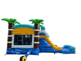 28' Palm Splash Adventure Bounce House Wet or Dry Water Slide Combo
