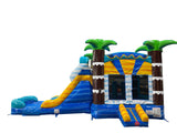 28' Palm Splash Adventure Bounce House Wet or Dry Water Slide Combo