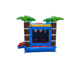 28' Red Yellow Blue Marble Palm Tree Bounce House Wet or Dry Water Slide Combo