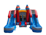 16' Twin Red Blue Marble Wet or Dry Water Slide Combo