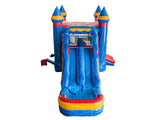 28' Red Blue Lightning Bounce House Wet or Dry Water Slide Combo