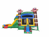 28' Primitive Tribe Rainbow Marble Bounce House Wet or Dry Water Slide Combo