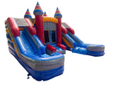 16' Twin Red Blue Marble Wet or Dry Water Slide Combo