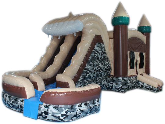 29' Camo Hideout Helix Bounce House Wet or Dry Water Slide Combo