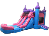 28' Pink & Blue Bounce House Wet or Dry Water Slide Combo
