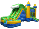 29' Blue & Green Helix Bounce House Wet or Dry Water Slide Combo