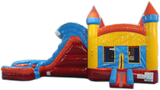 29' Red, Blue & Yellow Marble Helix Bounce House Wet or Dry Water Slide Combo