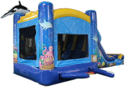 28' Ocean Bounce House Wet or Dry Water Slide Combo – Gorilla Bounce