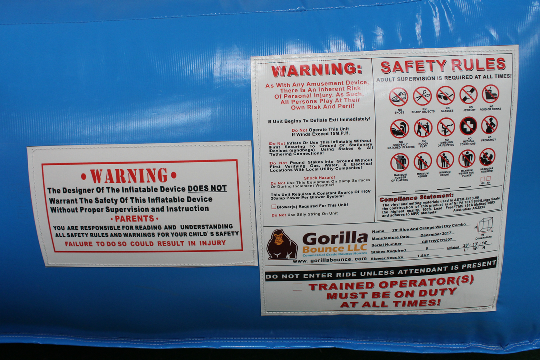 28ft Blue Orange Water Slide Combo - Setup